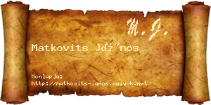 Matkovits János névjegykártya