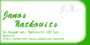 janos matkovits business card